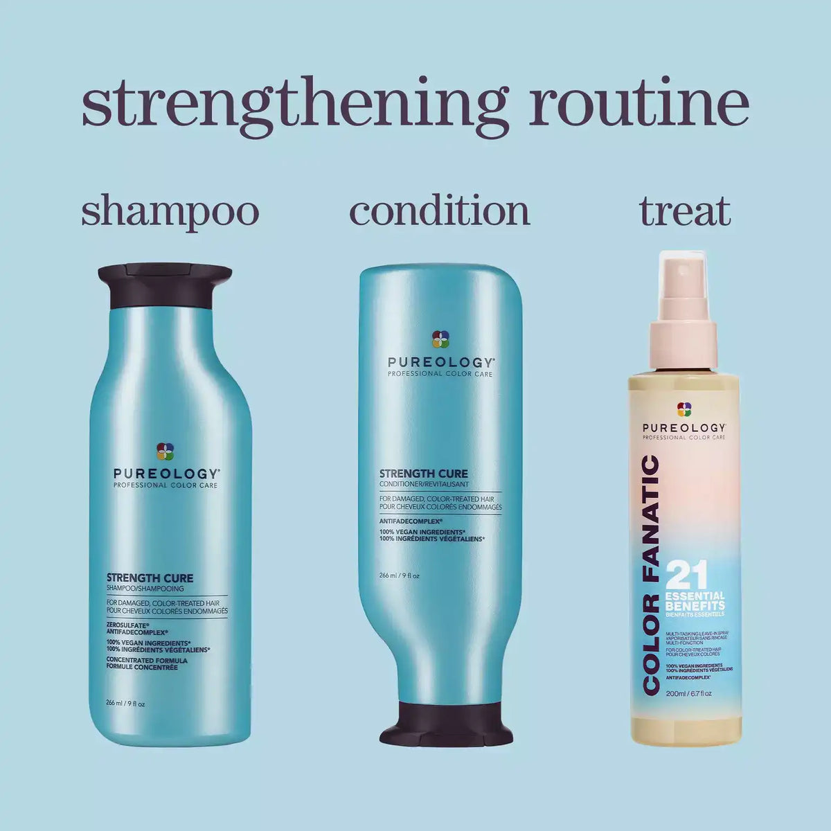 Strength Cure Shampoo and Conditioner Duo: Sulfate-Free Repairing Set for Damaged Hair